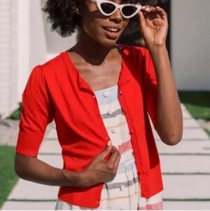 Gal Meets Glam Women's Red Elbow Sleeve Cardigan